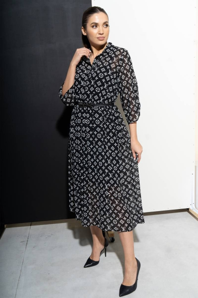 Платье Luna 071 черный/белый - фото 6