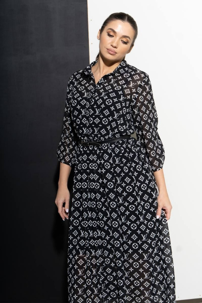 Платье Luna 071 черный/белый - фото 5