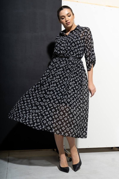 Платье Luna 071 черный/белый - фото 4