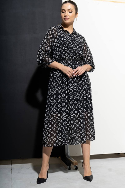 Платье Luna 071 черный/белый - фото 3