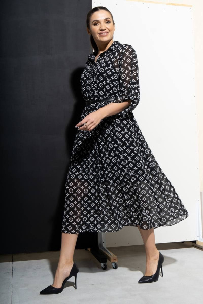 Платье Luna 071 черный/белый - фото 2