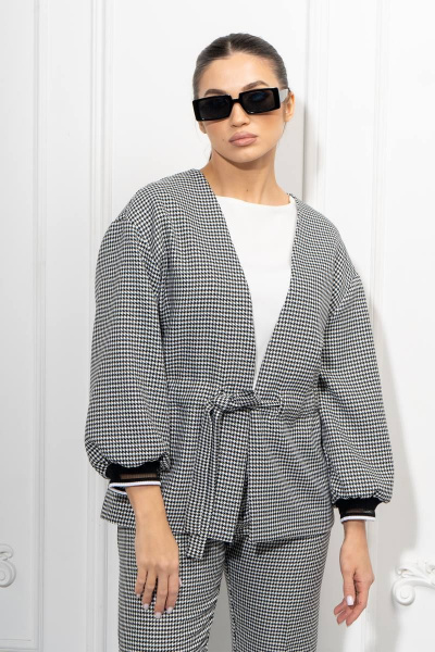 Брюки, жакет, топ Luna 074 черный-молоко - фото 8