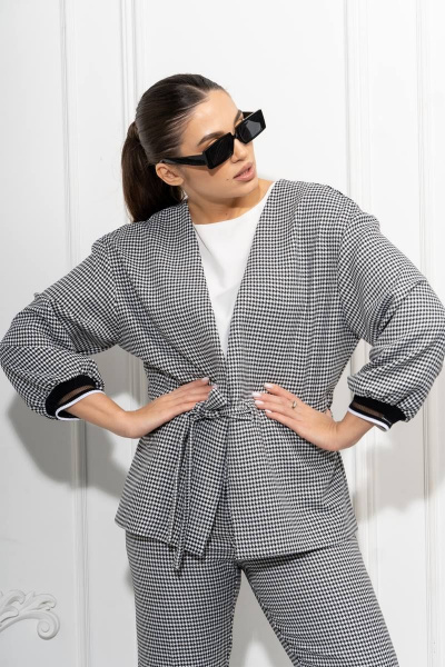 Брюки, жакет, топ Luna 074 черный-молоко - фото 7