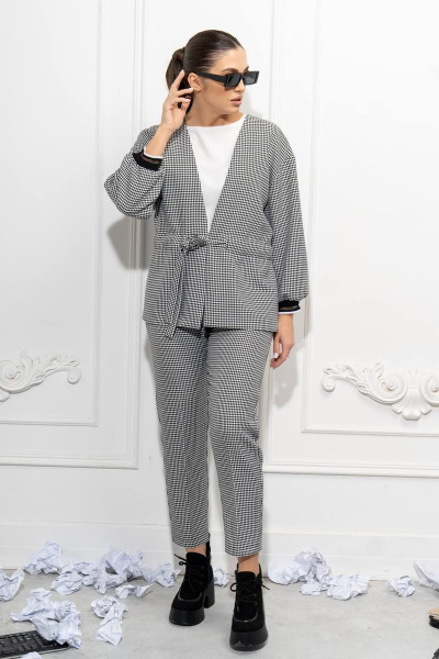 Брюки, жакет, топ Luna 074 черный-молоко - фото 3