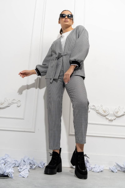 Брюки, жакет, топ Luna 074 черный-молоко - фото 4