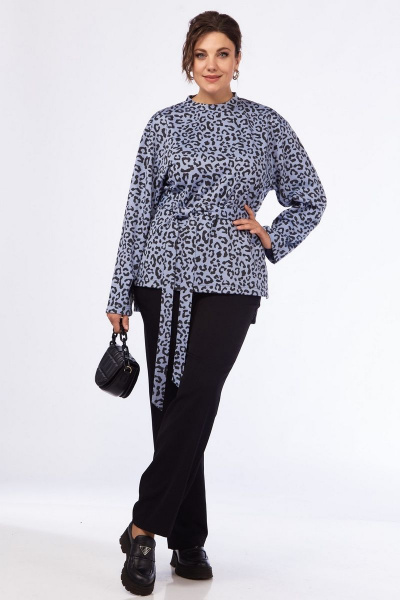 Демисезонные брюки и джемпер из текстиля с карманами INVITE 6033/1 голубой-черный - фото 1