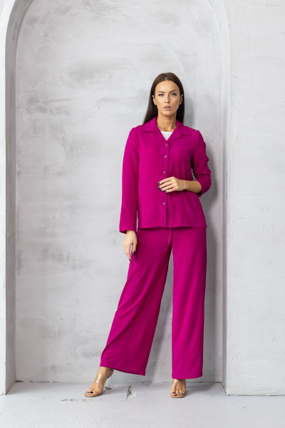 Костюм из жатой ткани розовый классический стиль Friends 5-003FR-fuk фуксия - фото 3