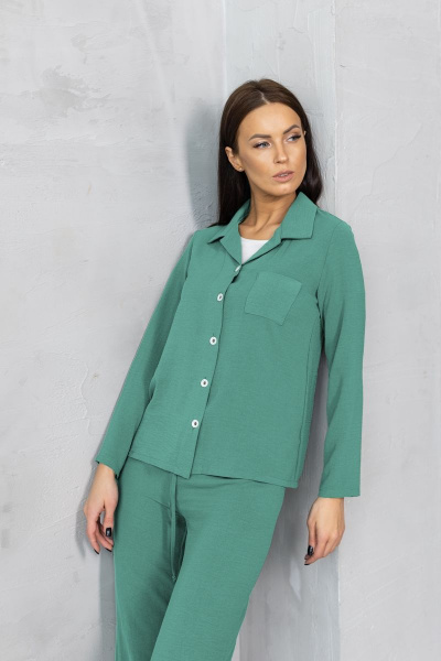 Костюм из жатой ткани зеленый стильный и удобный Friends 5-003FR-tu бирюзовый - фото 4