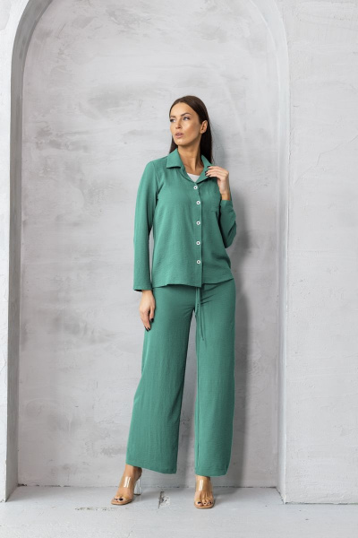 Костюм из жатой ткани зеленый стильный и удобный Friends 5-003FR-tu бирюзовый - фото 3