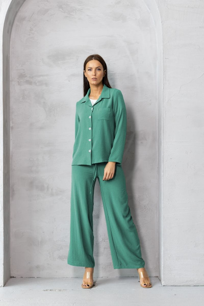 Костюм из жатой ткани зеленый стильный и удобный Friends 5-003FR-tu бирюзовый - фото 2