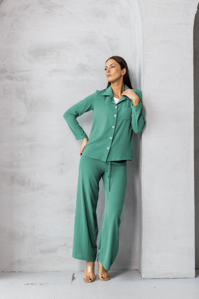 Костюм из жатой ткани зеленый стильный и удобный Friends 5-003FR-tu бирюзовый - фото 1
