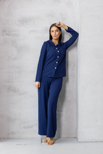 Костюм из жатой ткани синий для современного гардероба Friends 5-003FR-vas синий - фото 2