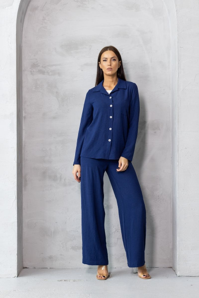 Костюм из жатой ткани синий для современного гардероба Friends 5-003FR-vas синий - фото 1