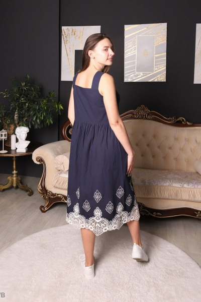 Сарафан на пуговицах из премиального хлопка с кружевом Friends 2-023FR-1-1 синий - фото 6