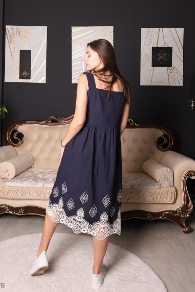 Сарафан на пуговицах из премиального хлопка с кружевом Friends 2-023FR-1-1 синий - фото 2