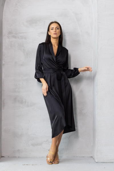 Платье демисезонное коктейльное миди из шелка армани Friends silk-black черный - фото 5