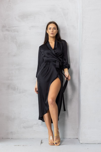 Платье демисезонное коктейльное миди из шелка армани Friends silk-black черный - фото 2