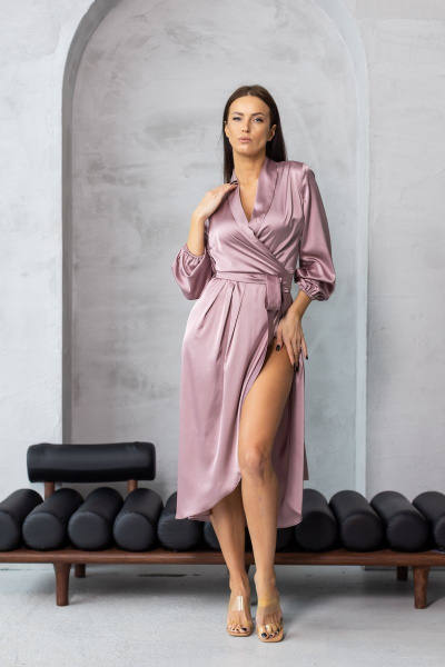 Платье демисезонное коктейльное миди из шелка армани Friends silk-rose розовый - фото 2