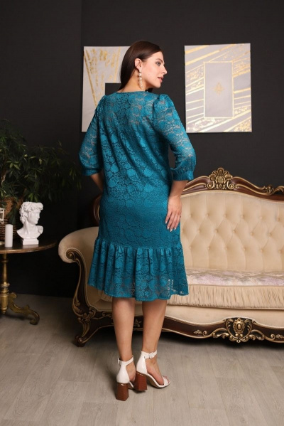 Платье шифон бирюзовое с кружевом для торжеств Friends 2-009FR-2-8 бирюзовый - фото 3