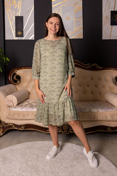 Зеленое платье из шифона с рукавами длиной ниже локтя Friends 2-009FR-40-1 зеленый - фото 5