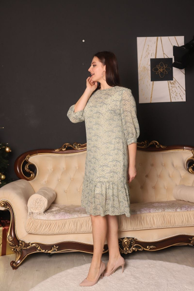 Зеленое платье из шифона с рукавами длиной ниже локтя Friends 2-009FR-40-1 зеленый - фото 3