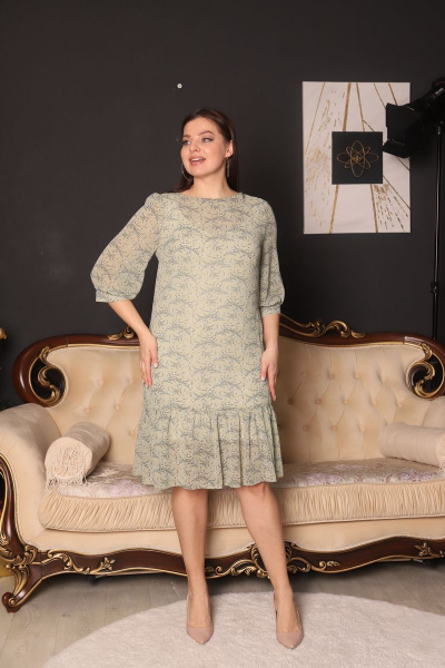 Зеленое платье из шифона с рукавами длиной ниже локтя Friends 2-009FR-40-1 зеленый - фото 1