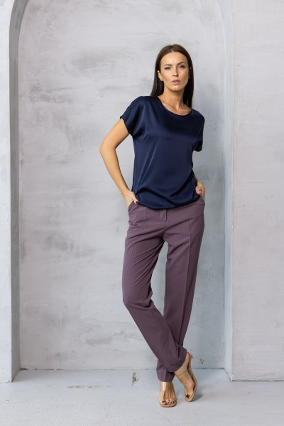 Топ шелковый женский из текстиля для дневных образов Friends 1-015blsin темно-синий - фото 1