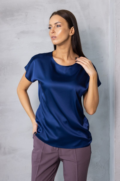 Топ шелковый женский из текстиля для базовых и праздничных луков Friends 1-015blue голубой - фото 2