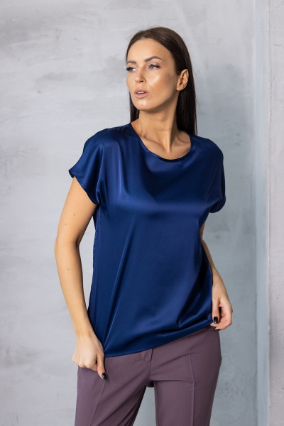 Топ шелковый женский из текстиля для базовых и праздничных луков Friends 1-015blue голубой - фото 1
