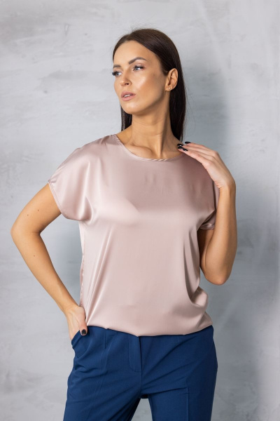 Топ шелковый женский из текстиля для стильных базовых лугов Friends 1-015rosa бледно-розовый - фото 6