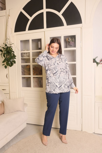 Рубашка демисезонная в уникальном принте из текстиля Friends 1-015FR-WH белый - фото 4