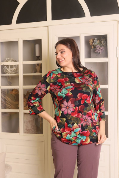 Джемпер Виктория больших размеров с коротким рукавом Friends 6-002FR-FL черный - фото 6