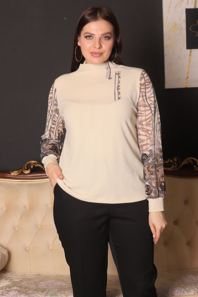 Джемпер из трикотажа с сетчаными вставками и объемным кроем Friends 1FR-ML-01 белый - фото 5