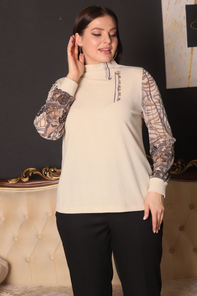 Джемпер из трикотажа с сетчаными вставками и объемным кроем Friends 1FR-ML-01 белый - фото 3