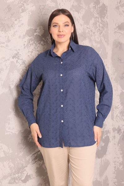 Рубашка из кружева с длинным рукавом оверсайз Friends 1-012FR-va голубой - фото 2
