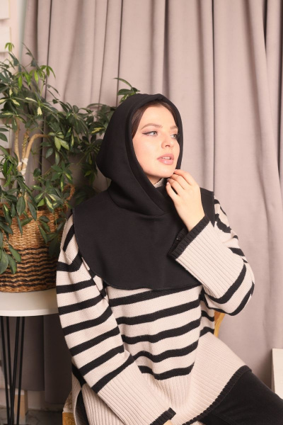 Капор-теплый трикотажный с начесом для демисезона Friends 1fr-kap черный - фото 2