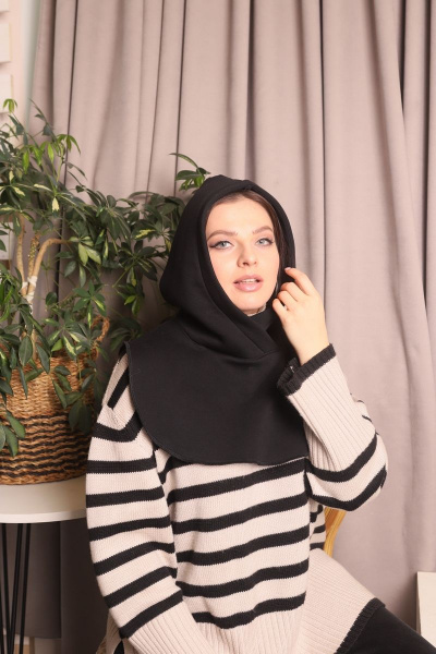 Капор-теплый трикотажный с начесом для демисезона Friends 1fr-kap черный - фото 1