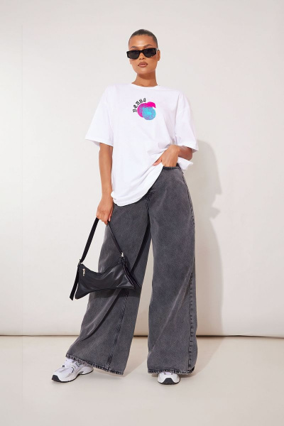 Футболка женская оверсайз с принтом брутализм на белом фоне Friends ven3d-white белый - фото 4