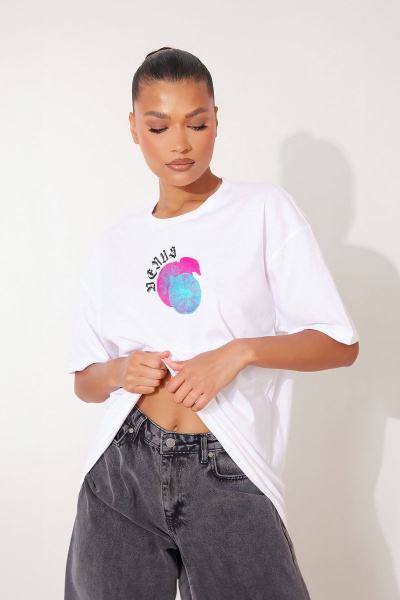 Футболка женская оверсайз с принтом брутализм на белом фоне Friends ven3d-white белый - фото 1