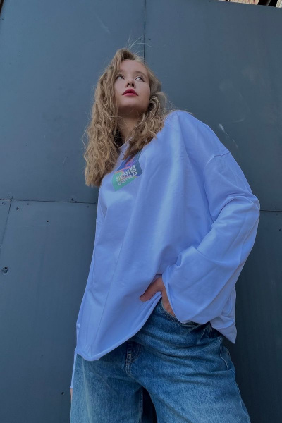 Лонгслив оверсайз с принтом, необработанными краями и ярким дизайном Friends ven3d2-white белый - фото 2