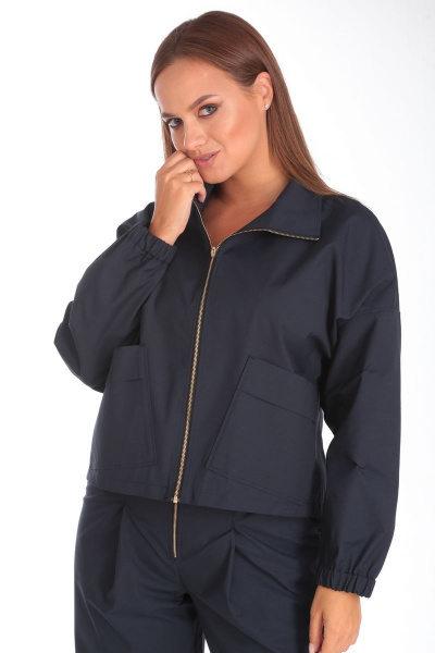 Хлопковый костюм: укороченный бомбер и брюки-бананы Michel chic 1351 синий - фото 2