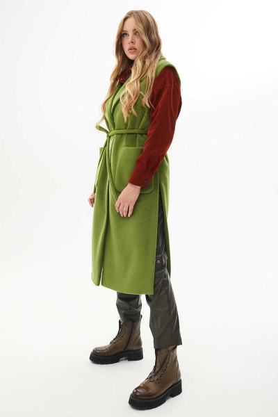 Жилет без утеплителя на подкладке с поясом Mislana С979 олива - фото 3