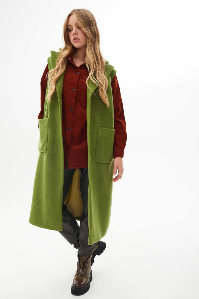 Жилет без утеплителя на подкладке с поясом Mislana С979 олива - фото 2