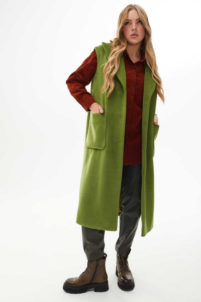 Жилет без утеплителя на подкладке с поясом Mislana С979 олива - фото 1