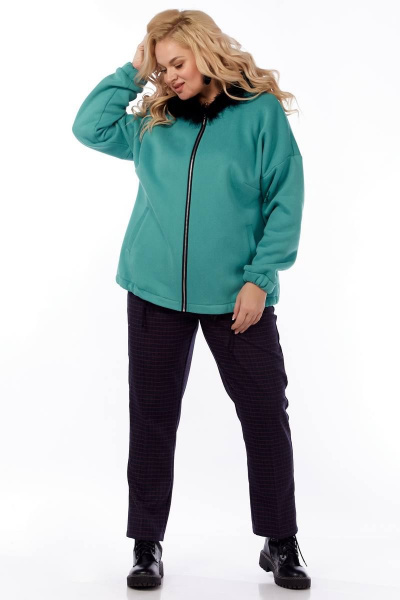 Бирюзовый свободный джемпер с карманами и капюшоном Belinga 5153 бирюза - фото 6