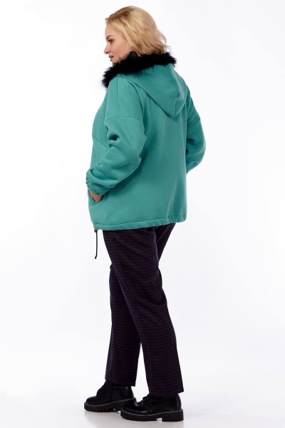 Бирюзовый свободный джемпер с карманами и капюшоном Belinga 5153 бирюза - фото 5