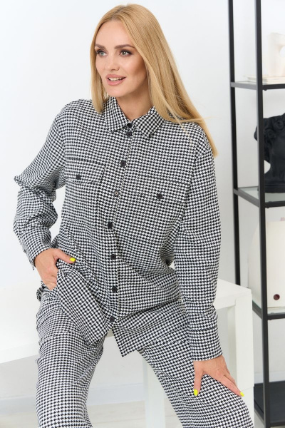 Модный комплект из свободной блузки и широких брюк Azzara 915Б - фото 1