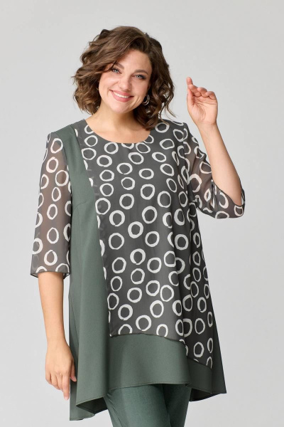 Комплект трапециевидной блузы с пелеринами и прямых брюк Надин-Н 2113 - фото 2