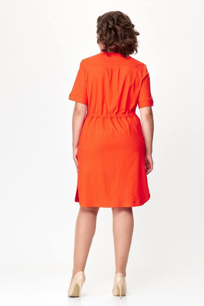 Льняное платье с кулиской и накладными карманами Zlata 4427 оранжевый - фото 3