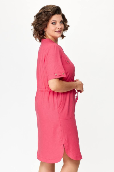 Льняное платье с декоративными карманами и разрезами Zlata 4427 малиновый - фото 6